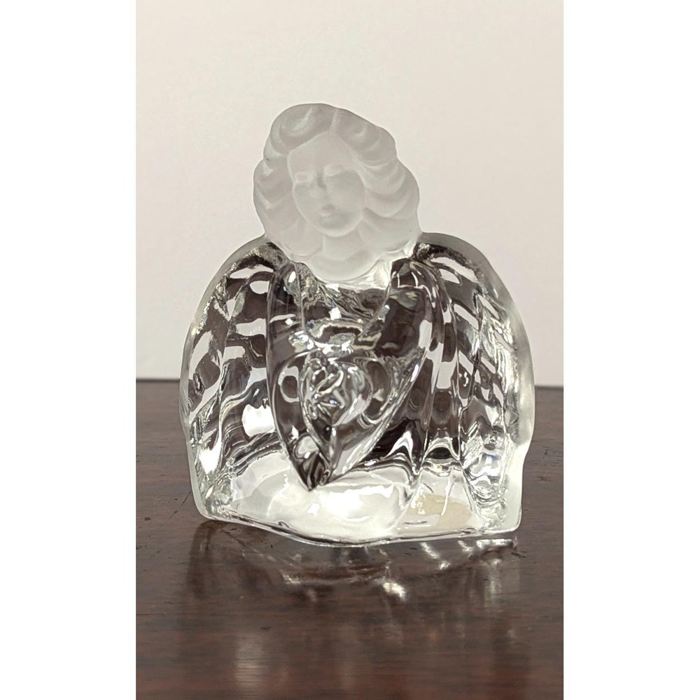 Fenton Art Glass Guardian Angel Paperweight Clear Frosted Head Vintage 3"